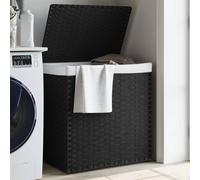 vidaXL Cesto Portabiancheria 2 Sezioni Nero 53x35x57 cm Polyrattan