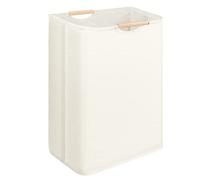 Cesto portabiancheria, 60L Cesta Portabiancheria Pieghevole con Manico in Legno, Cesta Biancheria in Tessuto per camera da letto, bagno, cameretta dei bambini, viaggio