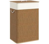 Cesto Portabiancheria 72L con Sacco Rimovibile 40x30x60 cm in Vimini e Bambù Marrone