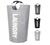 Cesto Portabiancheria 90L Extra-Large, Cesto Panni Sporchi Autoportante Impermeabile, Cesto Biancheria Pieghevole,Facile da Trasportare con Manici in Alluminio Protetti da Materiale EVA(Grigio Chiaro)