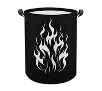 Cesto portabiancheria bianco con contorno di fiamme, impermeabile, pieghevole, per soggiorno, bagno