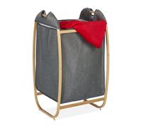 Cesto portabiancheria cestino contenitore panni sporchi recipiente grigio bambù