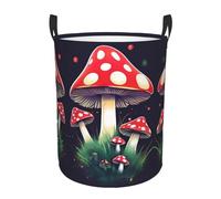 Cesto portabiancheria circolare con stampa di funghi magici, grande, funziona in cucina, stanza dei giochi, bagno