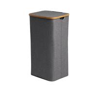 Björn&Schiller Cesto portabiancheria 2 scomparti 100 L con coperchio grigio, sottile con tasche