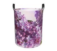 Cesto portabiancheria con fiori lilla impermeabile, pieghevole, leggero, cesto portabiancheria per vestiti, giocattoli, borsa organizer con manici per casa, bagno, camera da letto, dormitorio