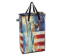 Cesto portabiancheria con manico robusto, impermeabile, per ragazze adolescenti, per bagno, bandiera del giorno dei presidenti degli Stati Uniti e Lady Liberty
