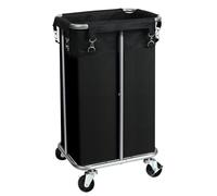 Cesto portabiancheria con ruote, cesto portabiancheria con borsa rimovibile, carrello portabiancheria da 100 l, organizer stretto e sottile con robusto telaio in metallo, nero+argento