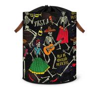 Cesto portabiancheria con scheletro e scritta "Day Of The Dead", grande, pieghevole, con coperchio con coulisse, per camera da letto, bagno e camera