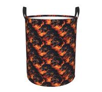 Cesto portabiancheria con stampa di fiamme rosse e lupo, cesto portabiancheria per camera da letto, appartamento, dormitorio universitario, cesto portabiancheria sporca per estetica decorativa