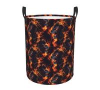 Cesto portabiancheria con stampa di leone e fiamme scure, cesto portabiancheria per camera da letto, appartamento, dormitorio universitario, cesto portabiancheria sporca per estetica decorativa