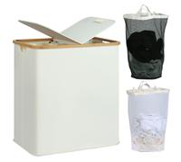 Cesto portabiancheria da 140 l con coperchio 2 scomparti grande cesto