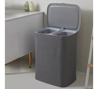 Cesto portabiancheria extra large da 50 l/90 l, pieghevole a 2 sezioni, con borsa rimovibile e coperchio, ideale per camera da letto e lavanderia (56 x 41 x 69 cm)