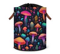Cesto portabiancheria grande con funghi magici, pieghevole, con coperchio con coulisse, per camera da letto, bagno e camera