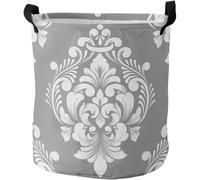 Cesto Portabiancheria Grey Classic Luxurious Old Brocade Pattern Cestino Di Immagazzinaggio Pieghevole Salvaspazio Cesto Biancheria, Per Riporre I Giocattoli, Bagni, Lavanderia, 60L