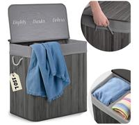 Cesto portabiancheria in bambù con coperchio 150 l Massido