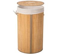Cesto portabiancheria in bambù con coperchio, pieghevole, per la biancheria, intrecciato, in bambù naturale, rimovibile, 52 I/72 l, buona permeabilità all'aria (Naturale-Rotundità, 60 * 35cm)