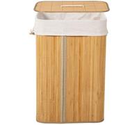 Cesto portabiancheria in bambù con coperchio, pieghevole, per la biancheria, intrecciato, in bambù naturale, rimovibile, 52 I/72 l, buona permeabilità all'aria (Naturale-Rettangolo, 60 * 40 * 30cm)