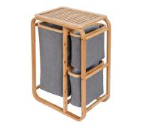 Lumaland - Cesto portabiancheria in bambù con 3 sacchetti per la biancheria estraibili, dimensioni: circa 71 cm di altezza x 50 cm di larghezza x 33 cm di profondità, colore: grigio