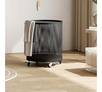 Cesto portabiancheria in metallo con ruote a 360°, versatile cestino in filo metallico e supporto per tappetino da yoga, design nero slish per un facile montaggio e nizat