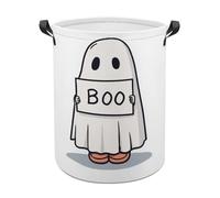 Cesto portabiancheria minimalista con fantasma carino che tiene un cartello BOO, cesto portabiancheria impermeabile pieghevole cestino portaoggetti per vestiti sporchi cesto portabiancheria per