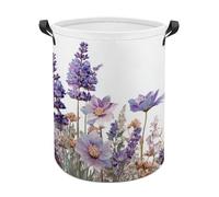 Cesto portabiancheria morbido con fiori di lavanda, impermeabile, pieghevole, cesto portabiancheria per soggiorno e bagno