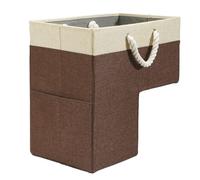 Cesto portabiancheria per scale, organizer a due livelli, cestino pieghevole in tessuto con manici per giocattoli, calze, libri, vestiti, collezione di soffitti per scale domestiche, corridoi o colpi