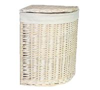 Cesto portabiancheria piccolo ad angolo bianco con fodera bianca