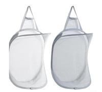 Cesto portabiancheria pieghevole da appendere, senza fori, tessuto a rete traspirante, perfetto per organizzare biancheria, giocattoli e articoli per la casa (da appendere alla parete)