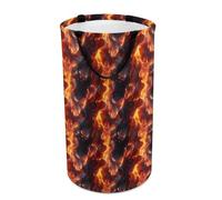 Cesto portabiancheria pieghevole per dormitorio, grande, rotondo, con motivo a fiamme, colore rosso, pieghevole, per bambini, 135 l, cesto per vestiti sporchi, per ragazzi e ragazze, decorazione