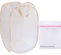 Cesto portabiancheria pop-up con sacco per la biancheria, pieghevole, in nylon (beige)