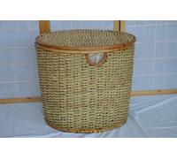 CESTO PORTABIANCHERIA ROTONDO VIMINI BANANO GIUNCO FODERA 52X45 H PELLET