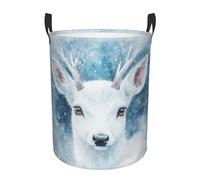 Cesto Portabiancheria Winter Icy Blue Deer Per 34X42CM