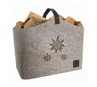 Cesto Portalegna in Feltro Daunex Resistente Legna da Ardere Cestino Portariviste Contenitore con Manico Legna Camino Misura 50x30x40 cm Mod. BERG Stella Alpina Tortora