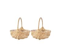 Cesto portaoggetti, 2 pezzi di cesto di vimini con manico, cestini for regali di nozze for ragazze dei fiori for matrimoni, for decorazioni for la casa e lo stoccaggio in giardino(L 29.5x10.5cm)
