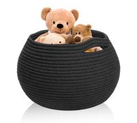 Cesto portaoggetti, 25 x 21 cm, intrecciato, in corda di cotone, rotondo, pieghevole, versatile, per riporre gli asciugamani, carta igienica