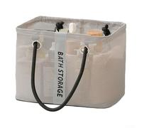 Cesto portaoggetti, 26 x 17,5 x 25 cm, grande capacità, pieghevole, in rete, organizer da viaggio, facile drenaggio e asciugatura rapida, per palestra, spiaggia, campeggio (piccolo, grigio)