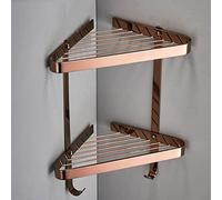 Cesto portaoggetti angolare in rete, a doppio strato, decorativo, con gancio da parete, per organizzare gli oggetti essenziali del bagno, design antico in stile europeo