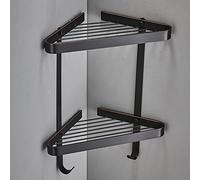 Cesto portaoggetti angolare in rete, a doppio strato, decorativo, con gancio da parete, per organizzare gli oggetti essenziali del bagno, design antico in stile europeo