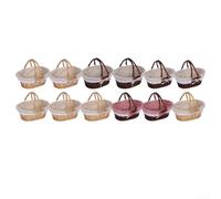 Cesto portaoggetti con manico intrecciato a mano in salice ed erba, foderato con panno di lino per un tocco delicato e un uso funzionale a casa o all'aperto (colore puro-S)