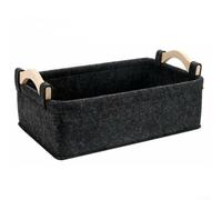 Cesto portaoggetti con morbido feltro lavabile e robusta struttura in legno di pino, per organizzare coperte, giocattoli, libri e in camera da letto, bagni e mensole (S grigio scuro)