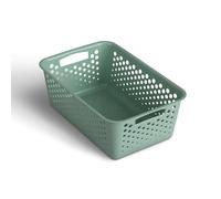 Cesto portaoggetti da 5 l con manici, senza BPA, organizzatore (30 x 20 x 11 cm, verde), cestino per bagno, cucina, camera da letto, cestino per la casa