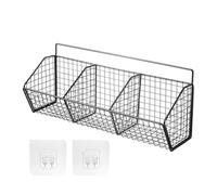 Cesto Portaoggetti Da Cucina A Parete Con 1/2/3 Griglie, Adatto For La Conservazione Durevole Di Spezie, Aglio, Cipolle E Verdure In Filo Metallico(Black 3 grid)