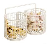 Cesto portaoggetti da cucina da parete, in rete di ferro ventilato, per condimenti di aglio e cipolla, organizer salvaspazio da appendere, con design a griglia, per decorare la casa, nero (3 bianchi)