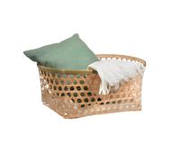 Cesto Portaoggetti e Portariviste per Salotto e Camera, in Bambù, 42.5x35x18cm