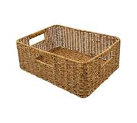 Cesto portaoggetti impermeabile, design intrecciato in finto rattan, con manici, per lavanderia, bagno, camera da, cucina, dispensa e armadio, scatola portaoggetti per la casa, 37 x 25 x 13 cm