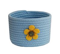 Cesto portaoggetti in corda di cotone in stile cartone animato, cestino da scrivania per chiavi in filo di cotone per fiori, cesto portabiancheria