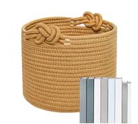 Cesto portaoggetti in corda di cotone, rotondo, in tessuto, contenitore decorativo morbido con manico attorcigliato, organizer da scrivania per giocattoli, trucchi, cancelleria, lavanderia, asilo