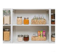 Cesto portaoggetti in erba di zucca con comodi manici in legno, per organizzare gli oggetti essenziali del bagno e per vari oggetti in tutta la casa (grande)