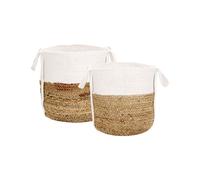 Cesto portaoggetti in juta e cotone con manici beige e bianco 30 cm Sonipat