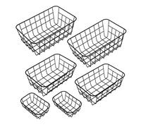 Cesto portaoggetti in metallo, nero, 2 x 25/21/15 cm, set da 6 pezzi | Scaffale a griglia impilabile l'una nell'altra, cestino in metallo, cestino per scaffale, armadio, cucina, ufficio